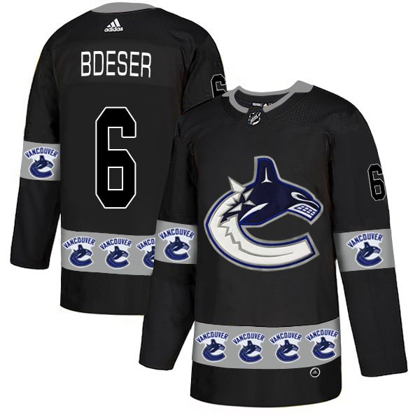 Men Vancouver Canucks #6 Bdeser Black Adidas Fashion NHL Jersey